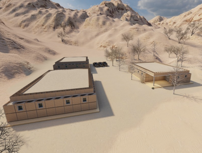 Gabion Basket Defense Wall Military Dormitory, Barrack, Dining Hall, Toilet, Bathroom, Housing