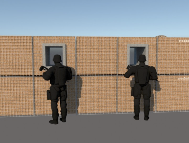 Bulletproof Glass Frame System for Gabion Sand Filled Defence Wall - Image 8