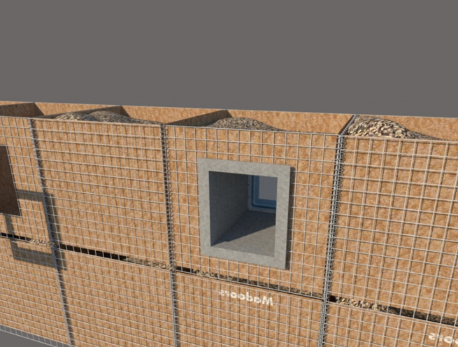 Bulletproof Glass Frame System for Gabion Sand Filled Defence Wall - Image 2