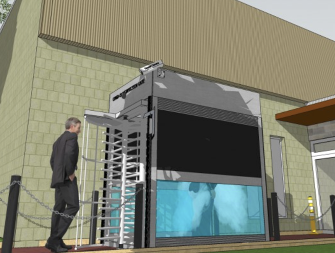 Coronavirus COVID-19 Human Staff Pass Disinfection Tunnel