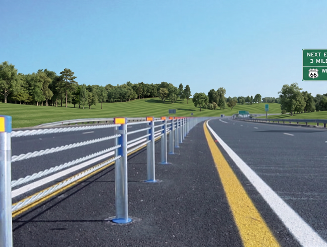 Steel Wire Rope Highway Guardrail System - Image 1