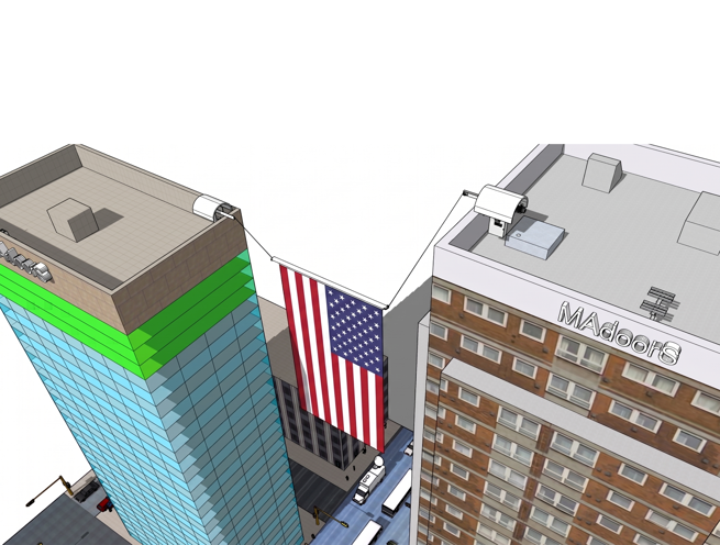 Automatic Motorized Flag Hanging System For Between Buildings and Towers